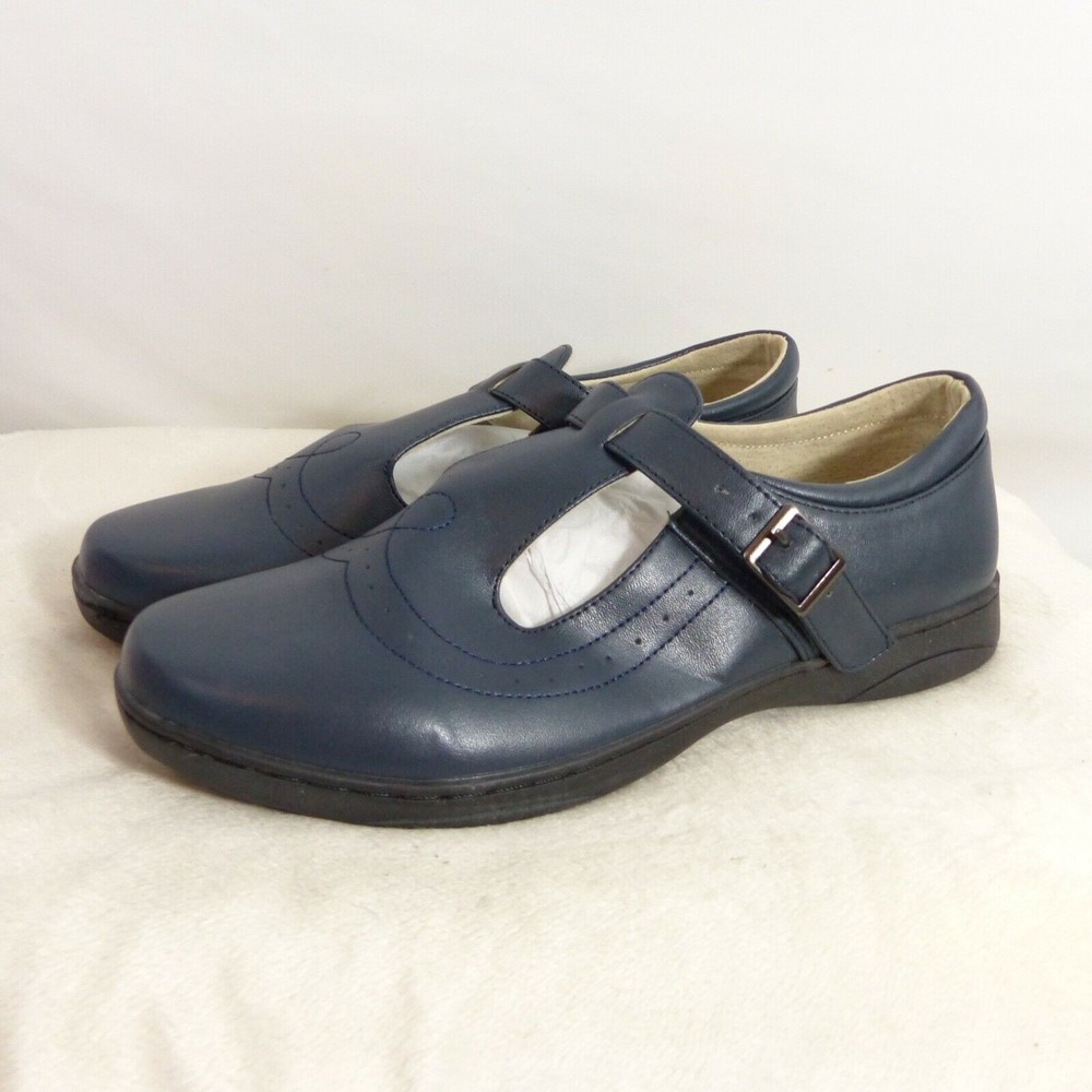 Easy Strider Girls Swoop Stitch Mary Jane Shoes Blue Buckle Round Toe 7 Navy